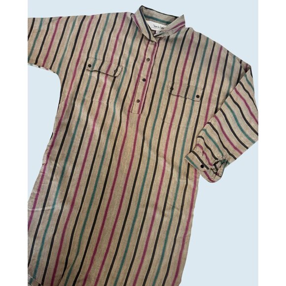 Vintage Diane von Furstenberg DVF Striped Shirt Dress Tunic 80s / 90s Size S - Picture 2 of 8